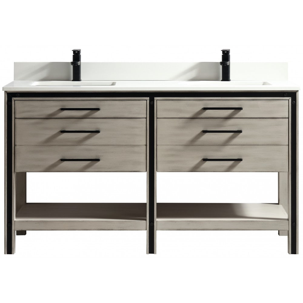 Vali 60" bois massif, Gris antique