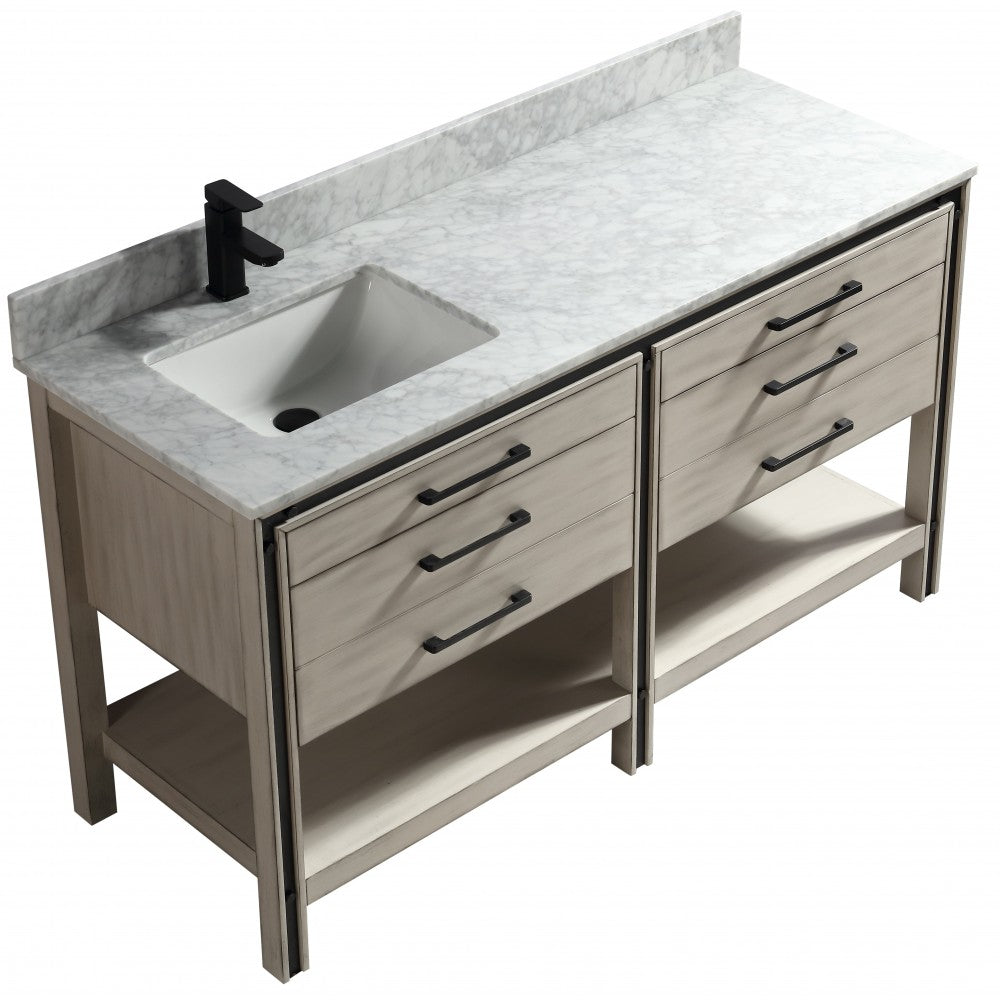 Vali 60" bois massif, Gris antique
