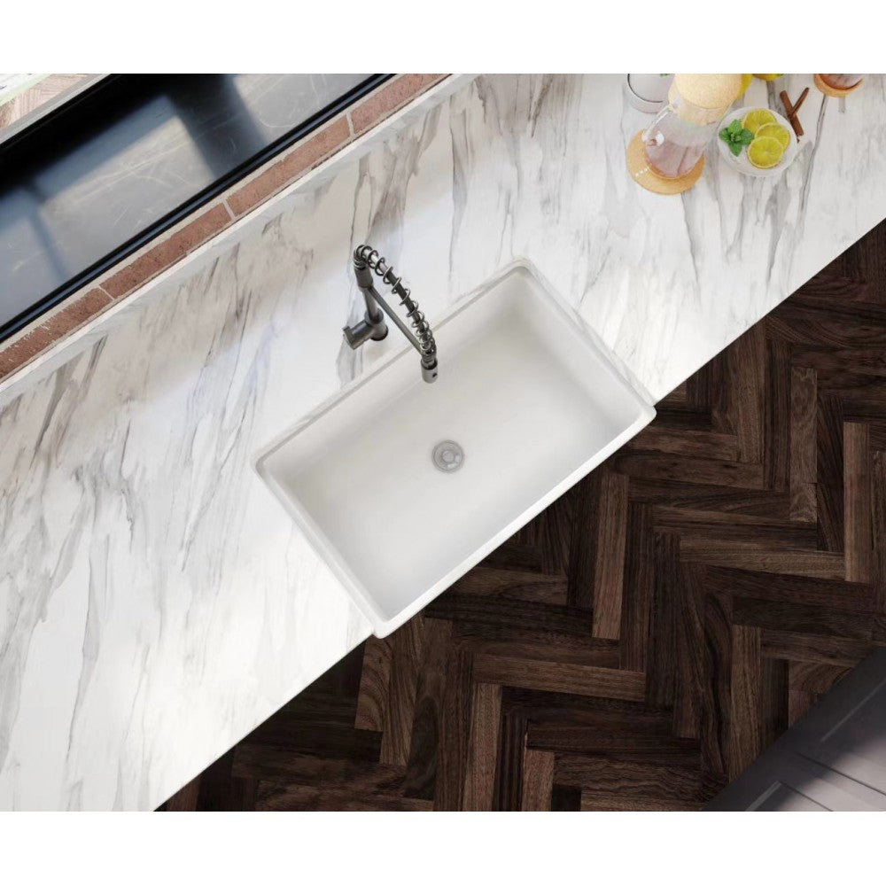 Balios 30" Évier en porcelaine - Blanc lustré