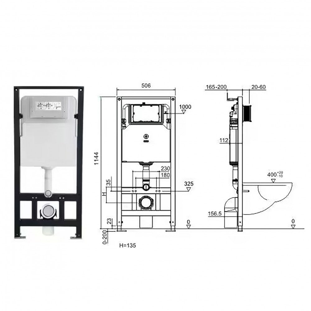 Réservoir Mural Noir pour toilette Suspendue