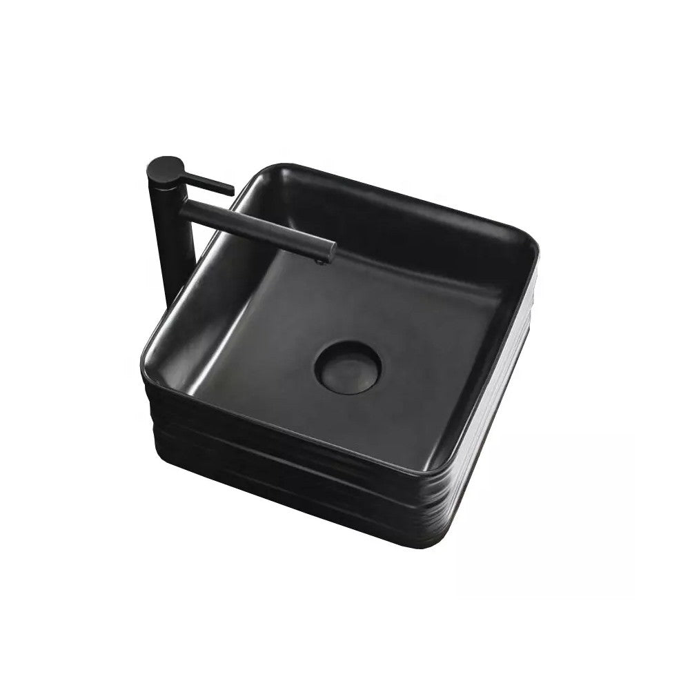 Quadra 15", Lavabo carré - Noir mat