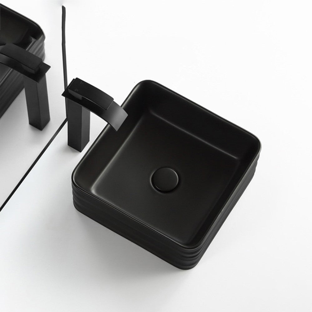 Quadra 15", Lavabo carré - Noir mat