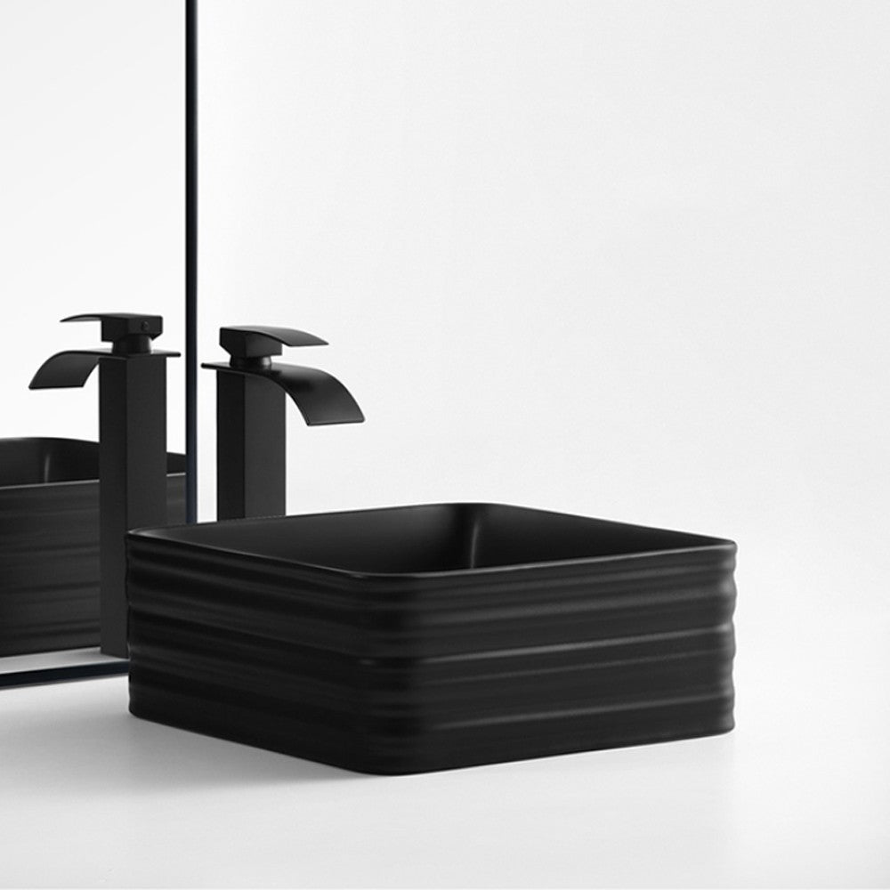 Quadra 15", Lavabo carré - Noir mat
