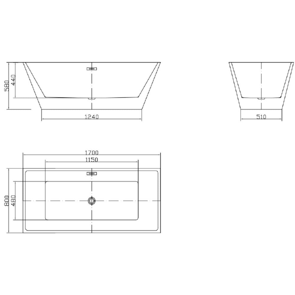 Bain autoportant 67 noir mat et blanc – Pangu