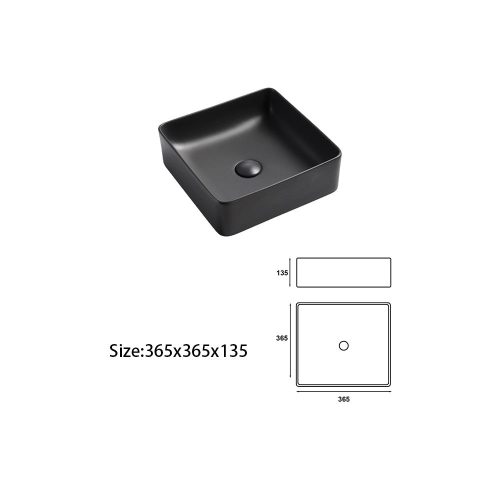 Sulawe 14", Lavabo en porcelaine - Noir mat