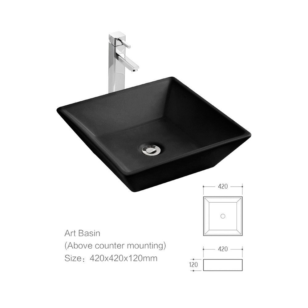 Wakato Lavabo en porcelaine noir mat