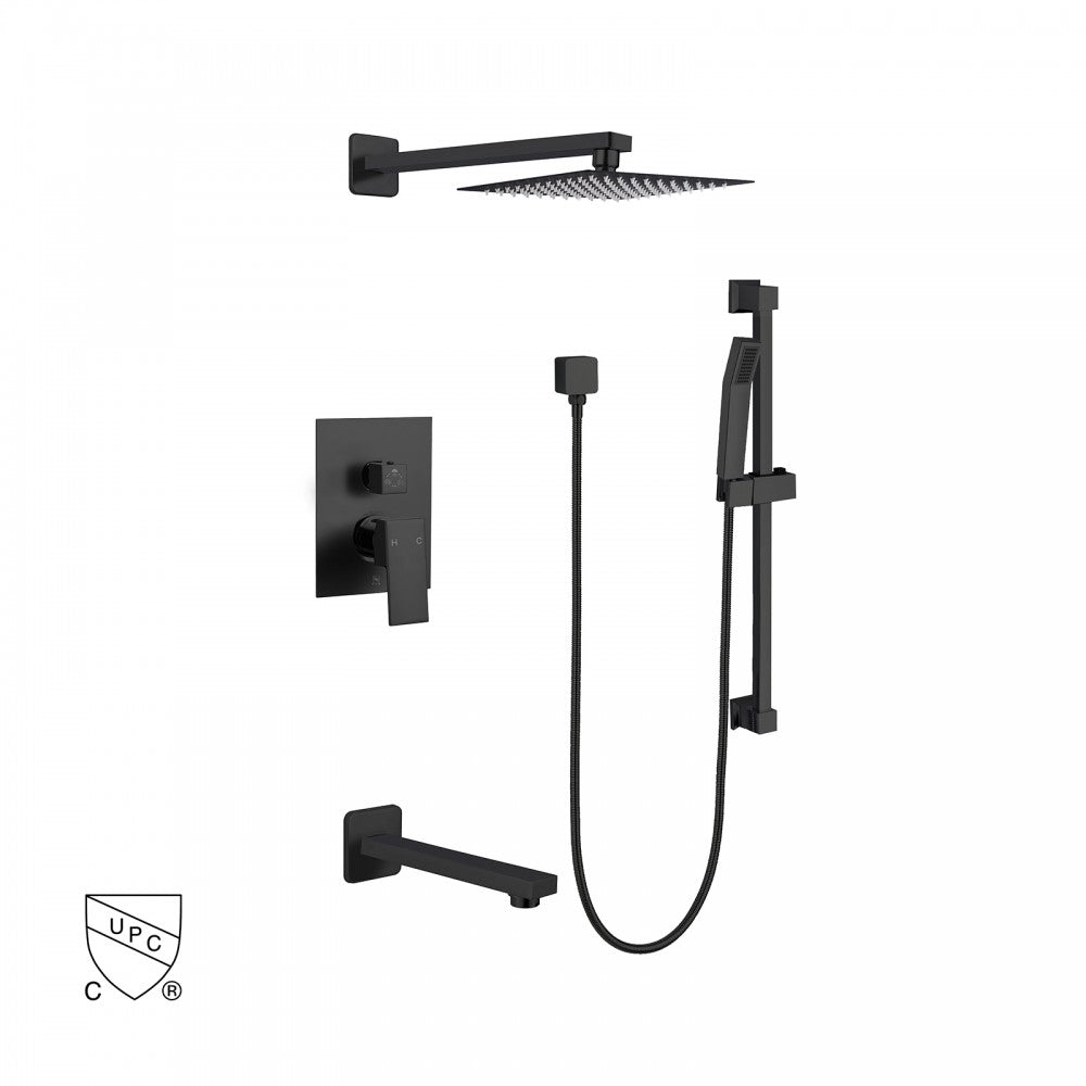 Ares, Robinet de bain et douche - Noir mat