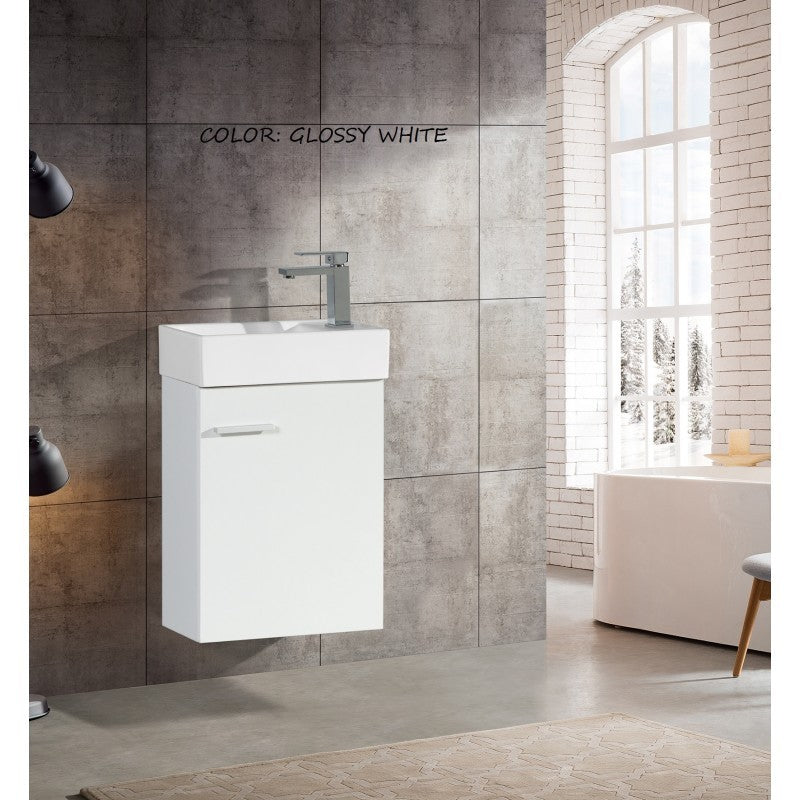 York 16'', Vanité flottante - Glossy White