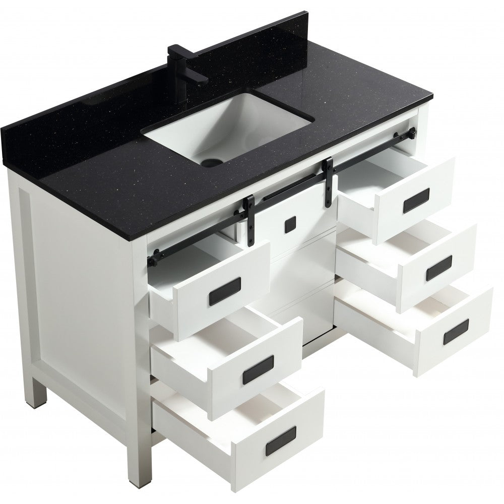Saga 48" bois massif, Blanc