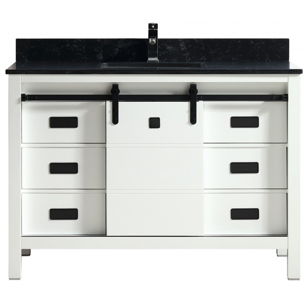 Saga 48" bois massif, Blanc