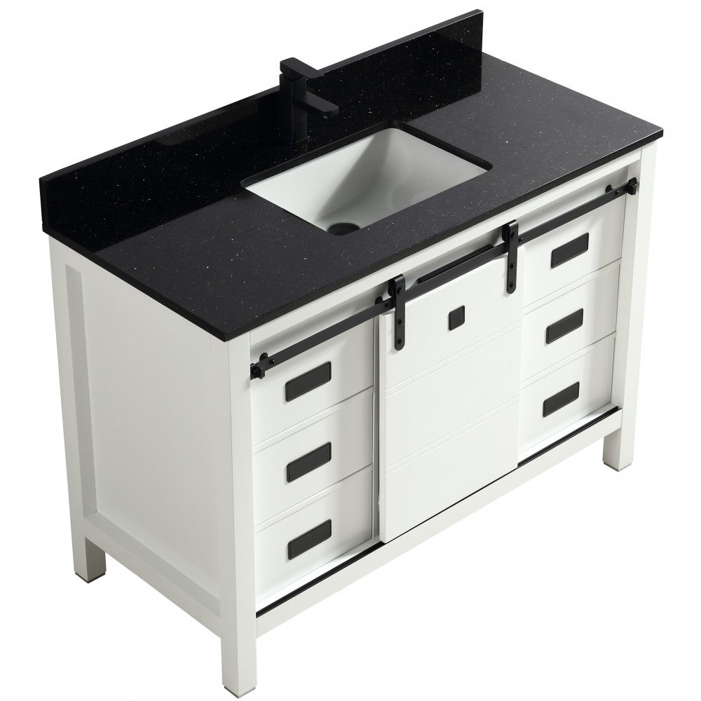 Saga 48" bois massif, Blanc