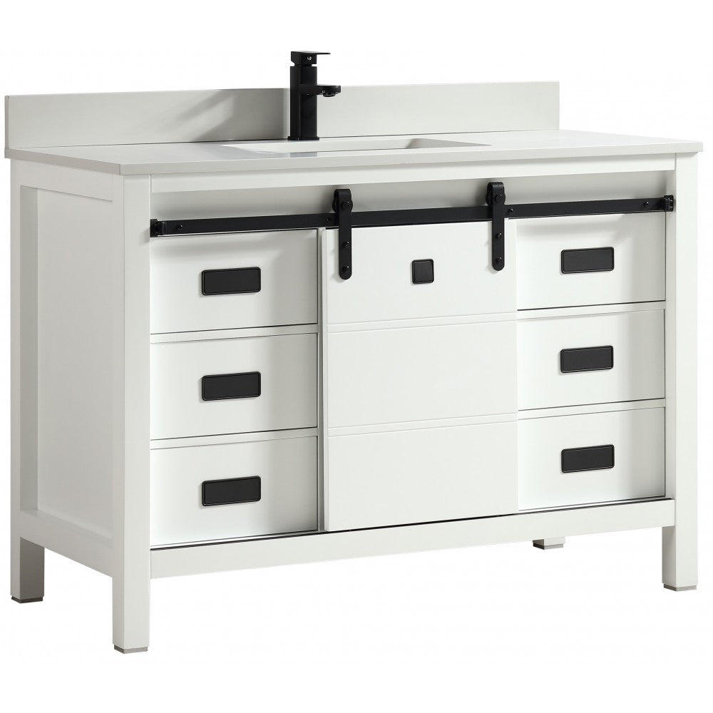 Saga 48" bois massif, Blanc