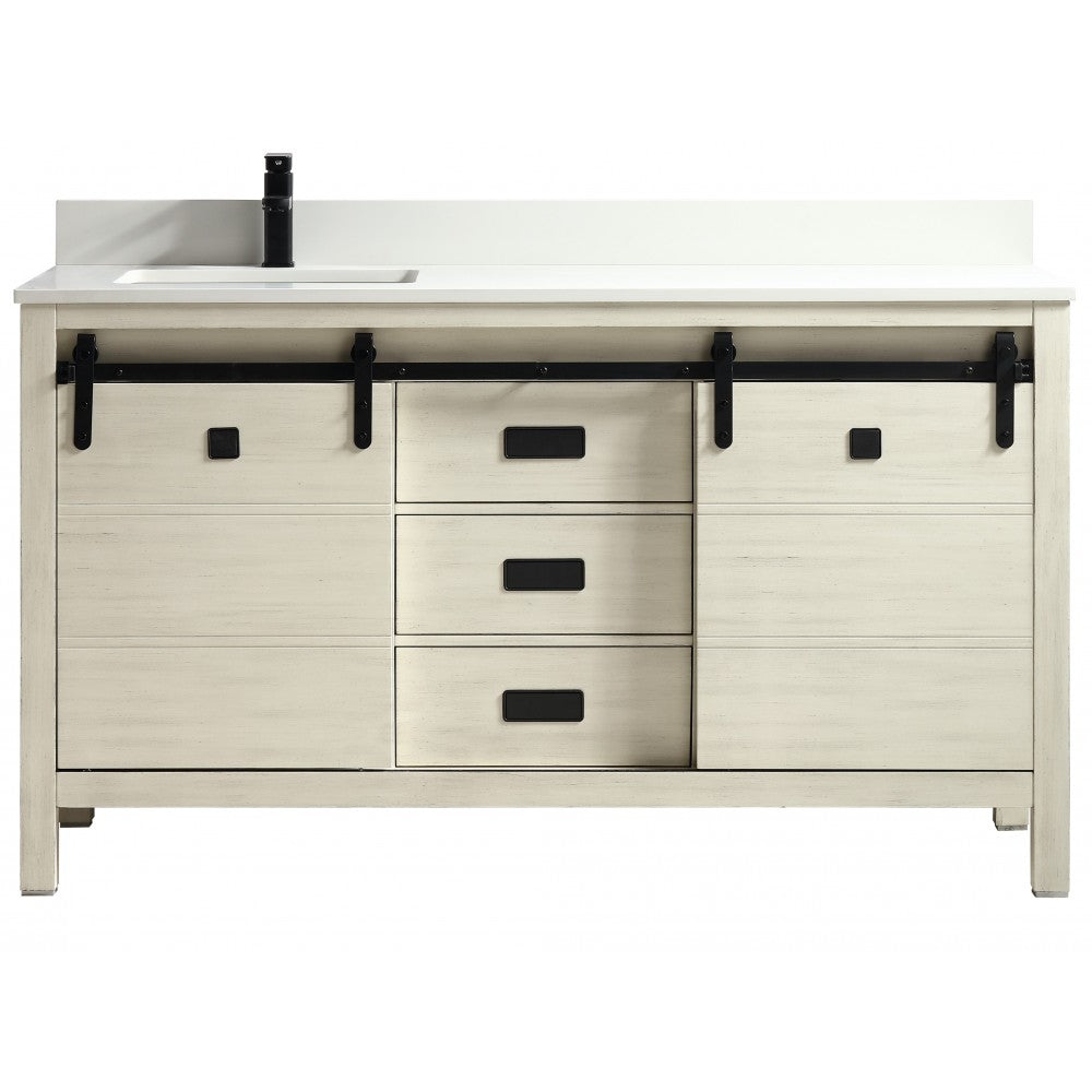 Saga 60" bois massif, Beige antique