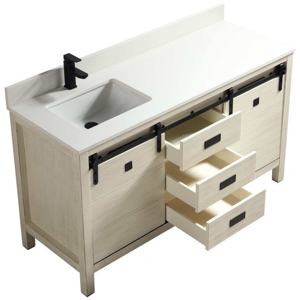 Saga 60" bois massif, Beige antique