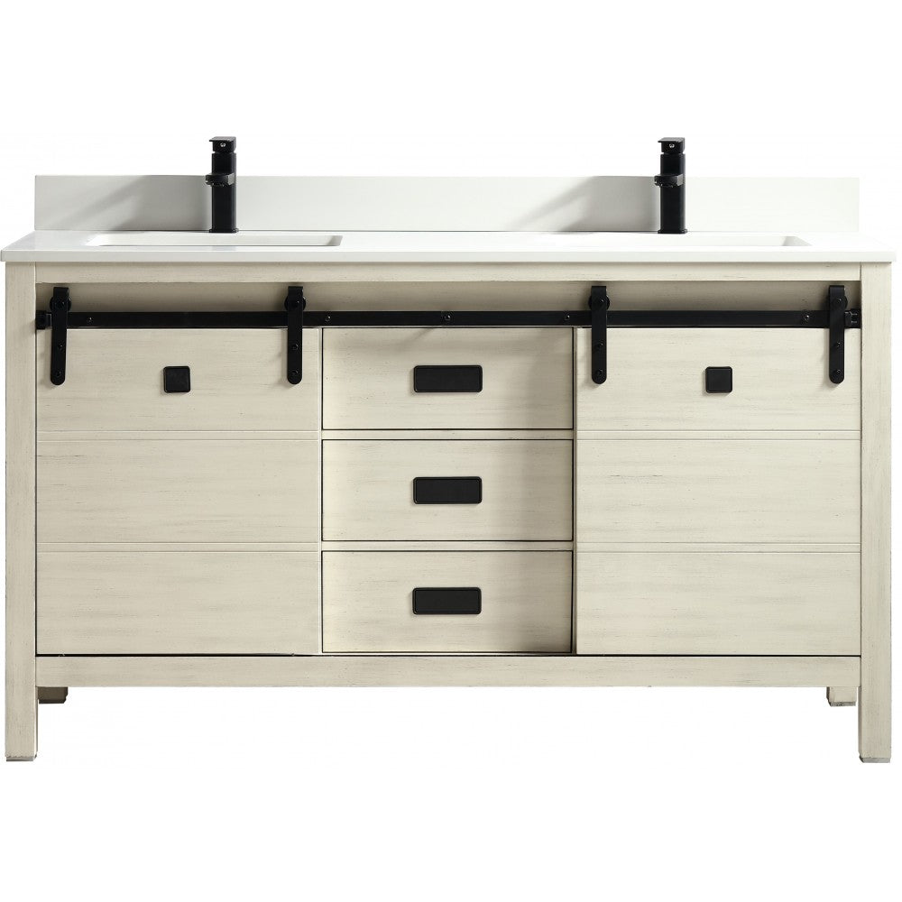 Saga 60" bois massif, Beige antique