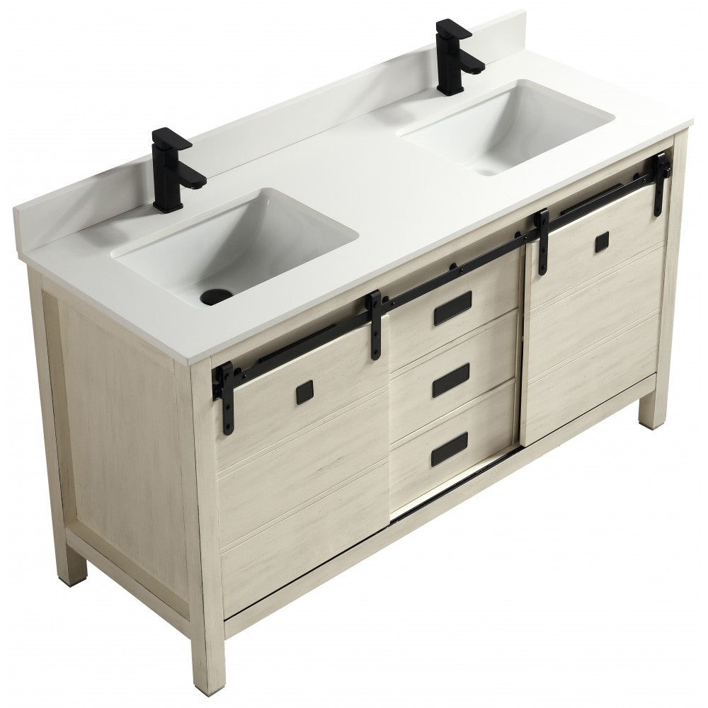 Saga 60" bois massif, Beige antique
