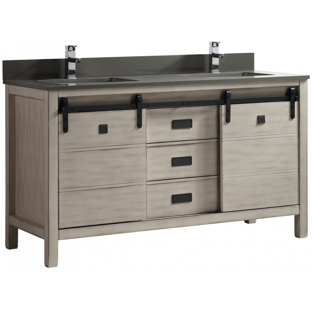 Saga 60" bois massif, Gris antique