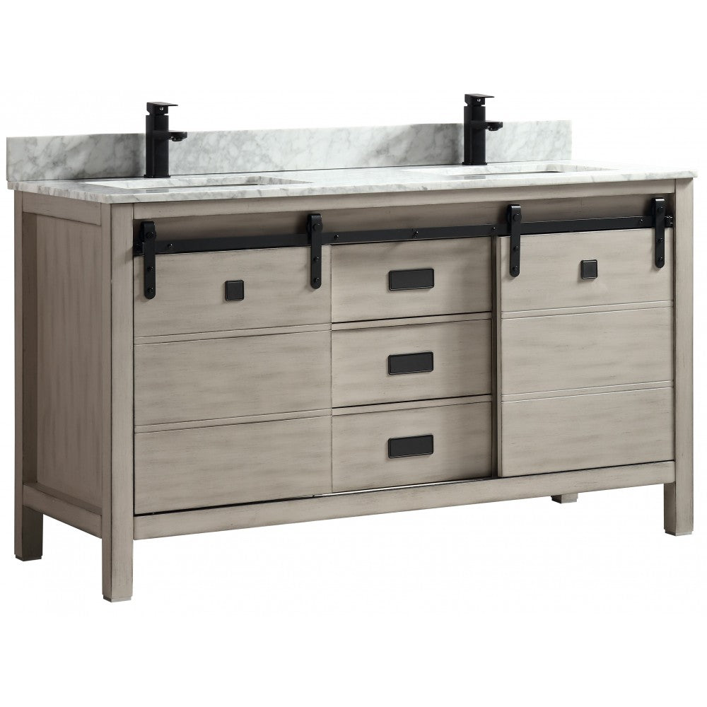 Saga 60" bois massif, Gris antique