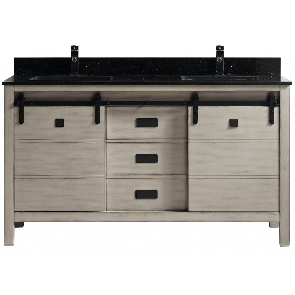 Saga 60" bois massif, Gris antique