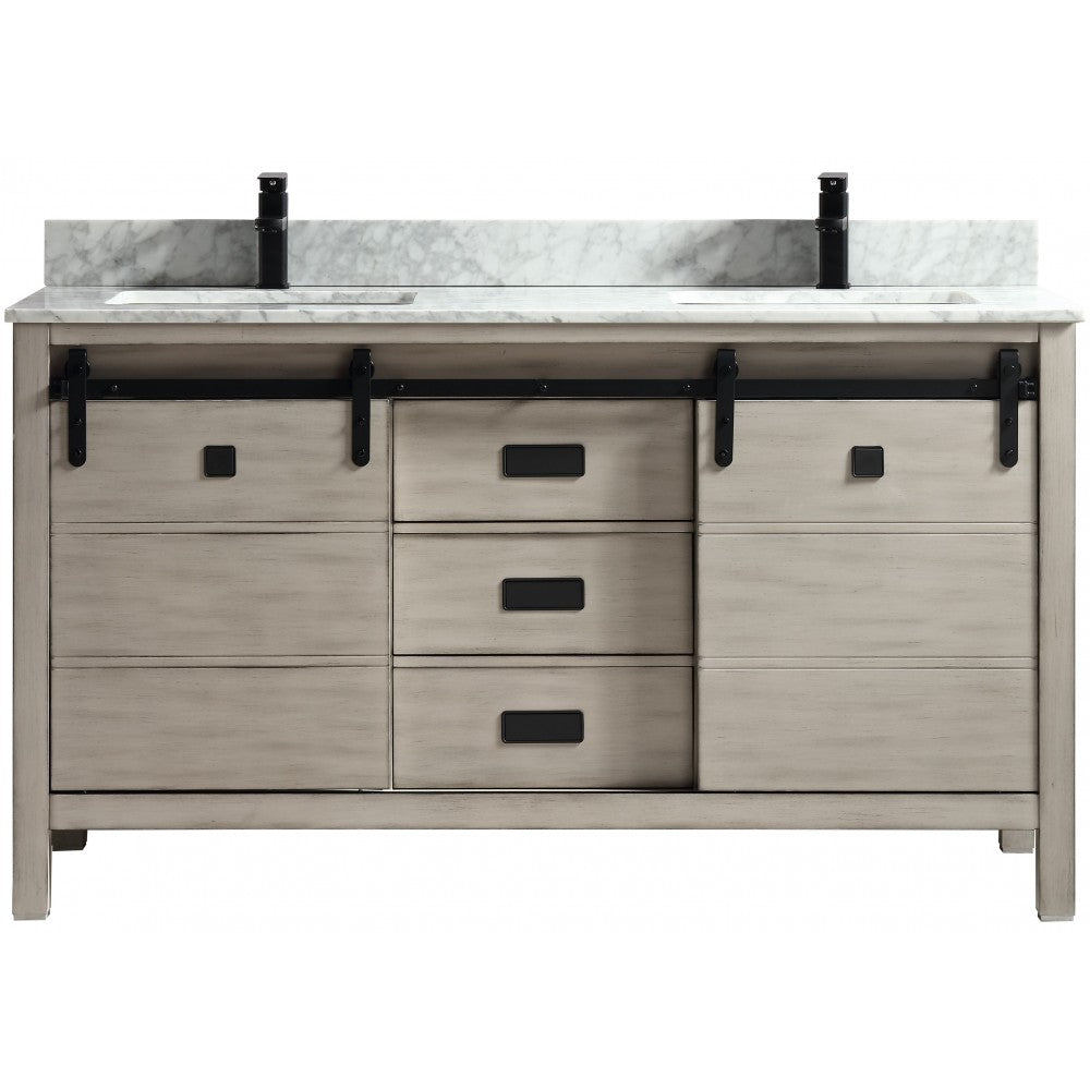 Saga 60" bois massif, Gris antique