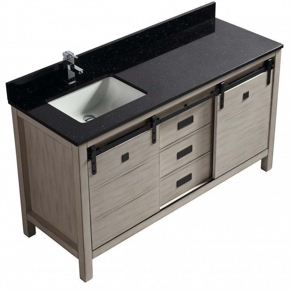 Saga 60" bois massif, Gris antique