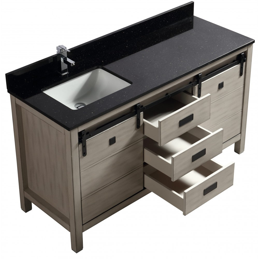 Saga 60" bois massif, Gris antique
