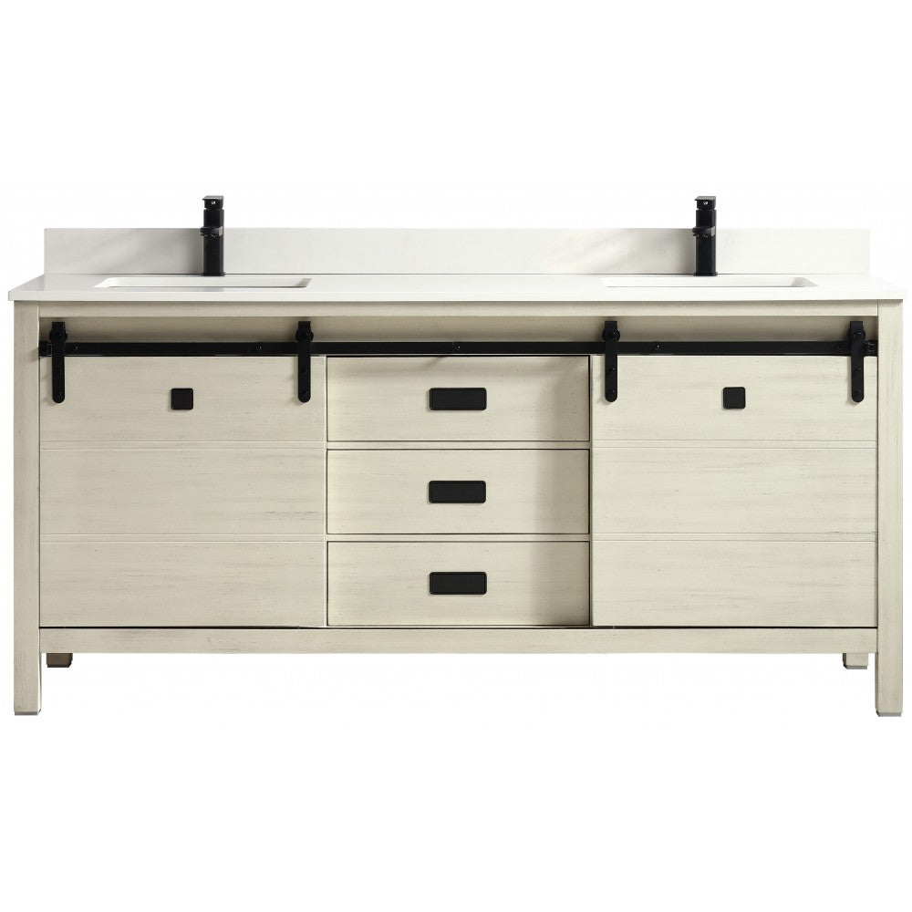 Saga 72" bois massif, Beige antique