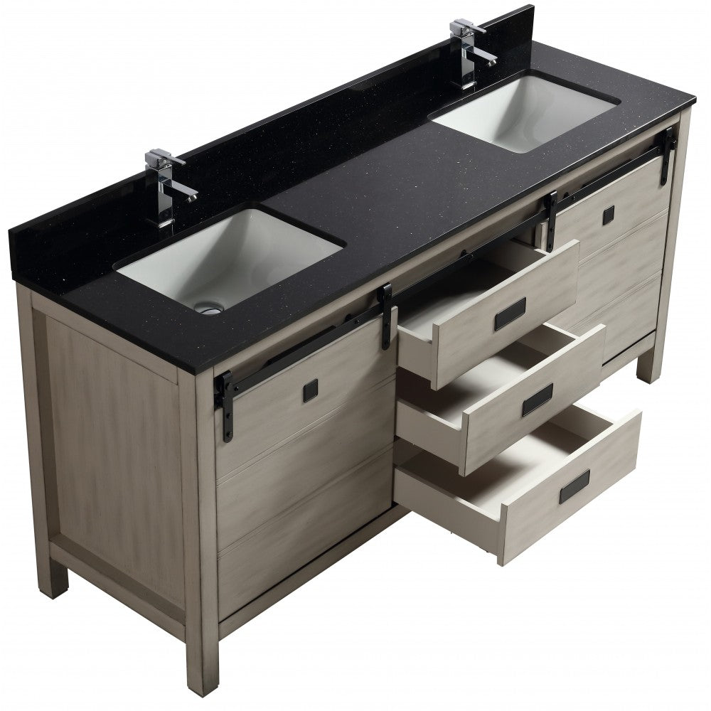 Saga 72" bois massif, Gris antique