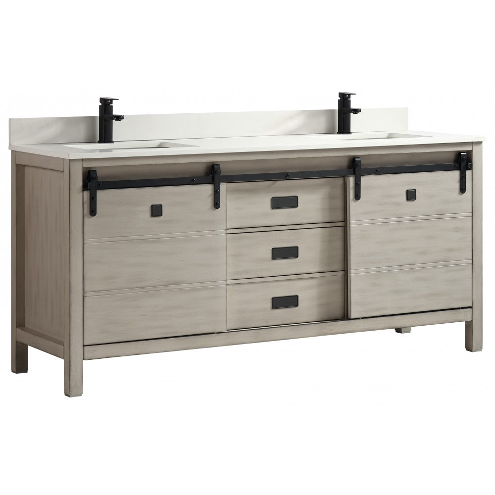 Saga 72" bois massif, Gris antique