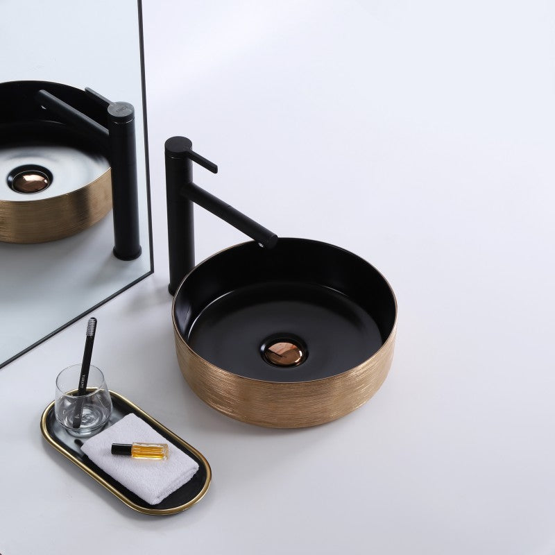 Epona 14", Lavabo rond - Noir et or
