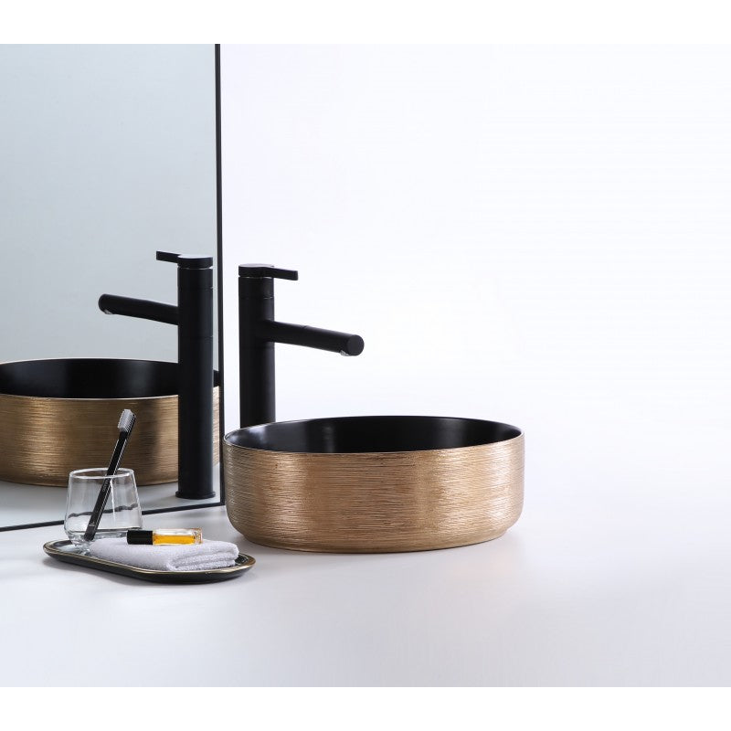 Epona 14", Lavabo rond - Noir et or