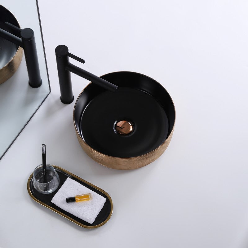 Epona 14", Lavabo rond - Noir et or