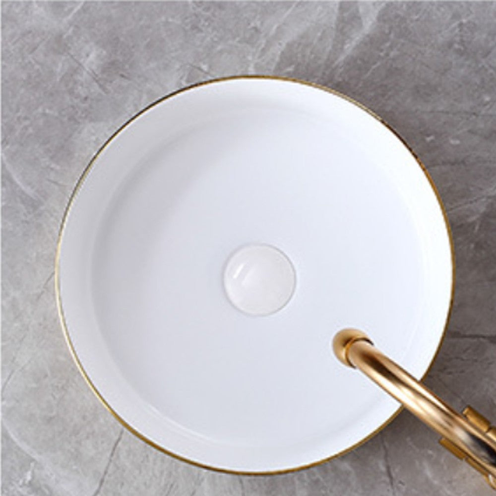 Epona 14", Lavabo rond - Or et blanc