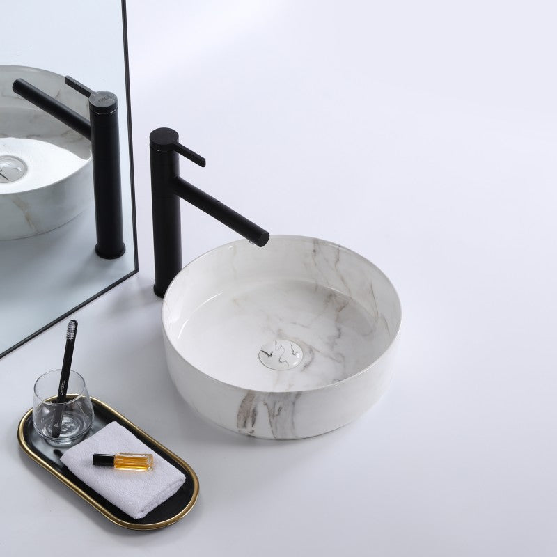 Epona 14", Lavabo rond avec effet marbre