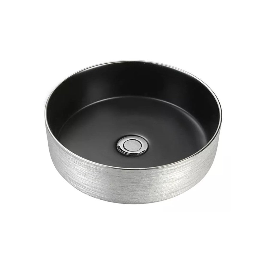 Epona 14", Lavabo rond - Argent et noir