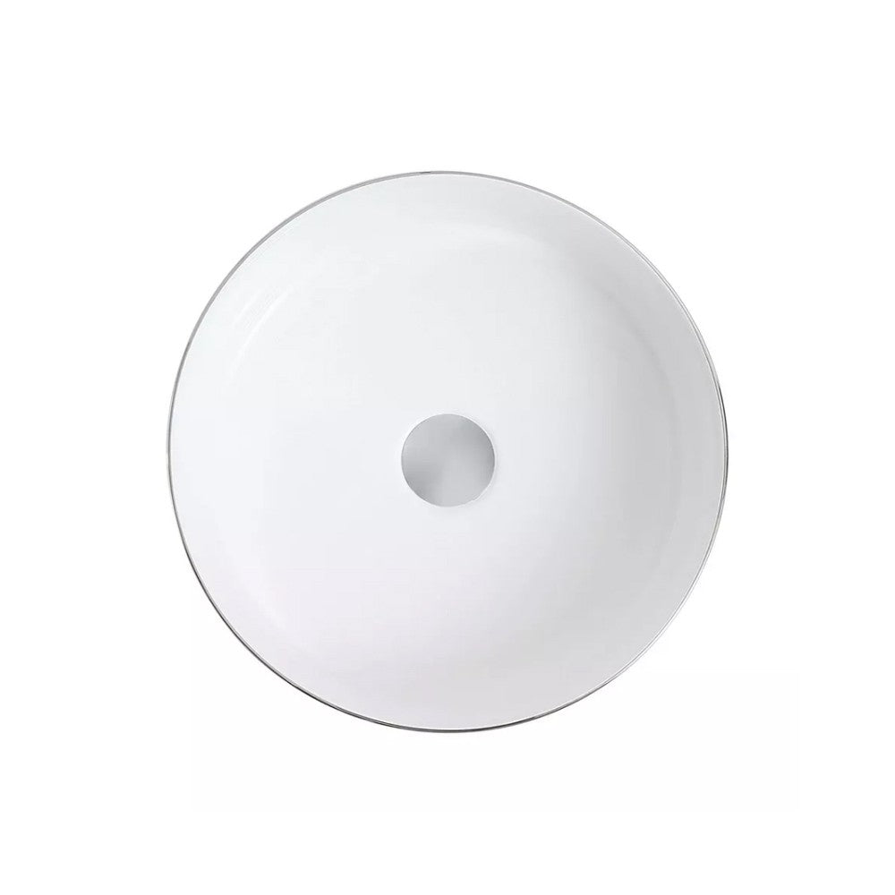 Epona 14", Lavabo rond - Argent et blanc