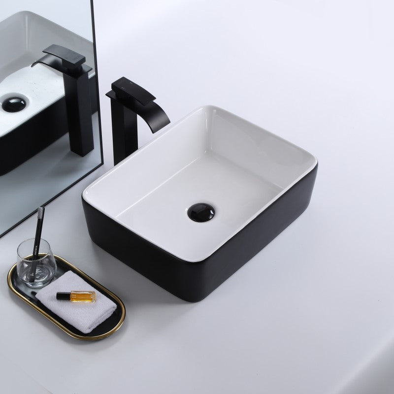 Volva, Lavabo en porcelaine - Noir et blanc