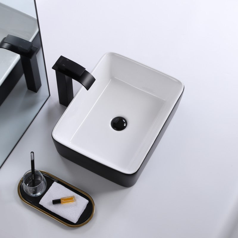 Volva, Lavabo en porcelaine - Noir et blanc