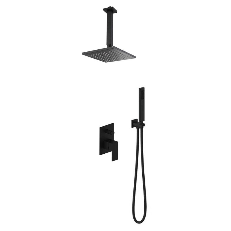 Ares, Robinet de douche avec douche à main - Noir mat