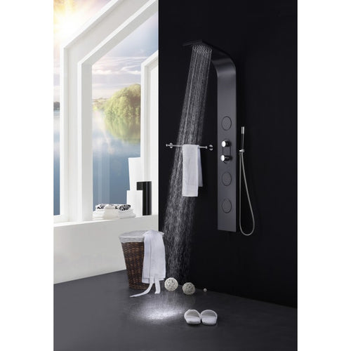 Bába, Colonne de douche - Noir mat et chrome