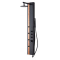 Mana, Colonne de douche - Noir mat et bamboo