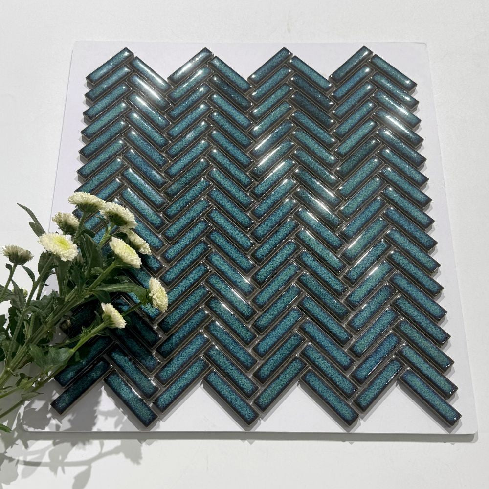 Mosaïque Bleu-Vert – Motif écaille, salle de bain & cuisine