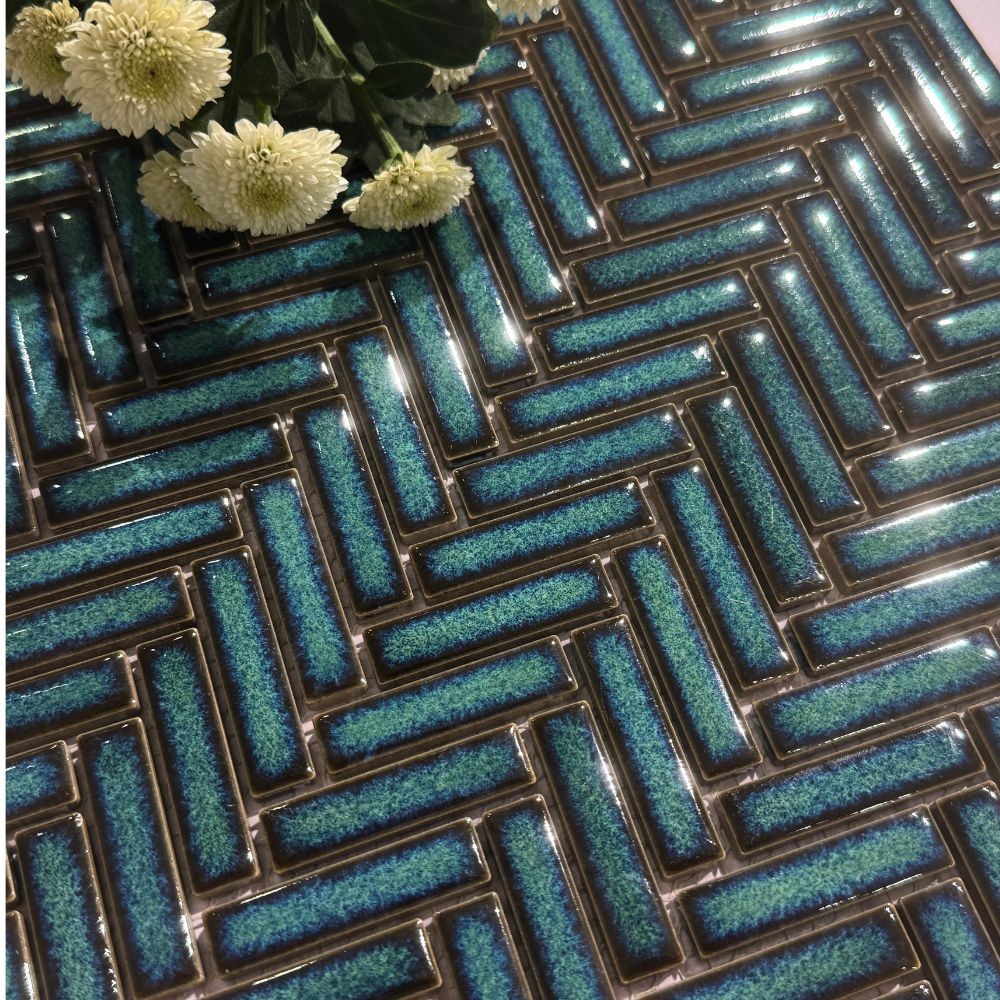 Mosaïque Bleu-Vert – Motif écaille, salle de bain & cuisine