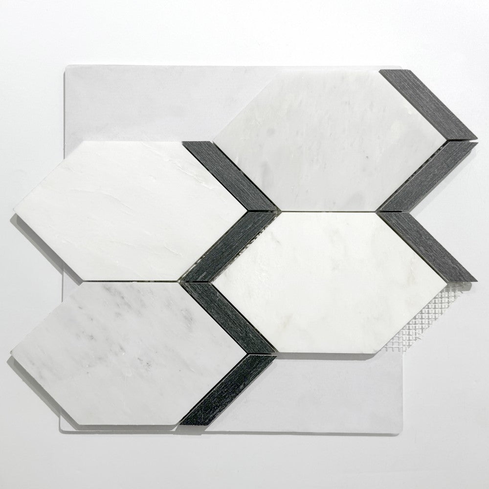 Mosaïque Marbre – Hexagone décoratif, salle de bain & cuisine