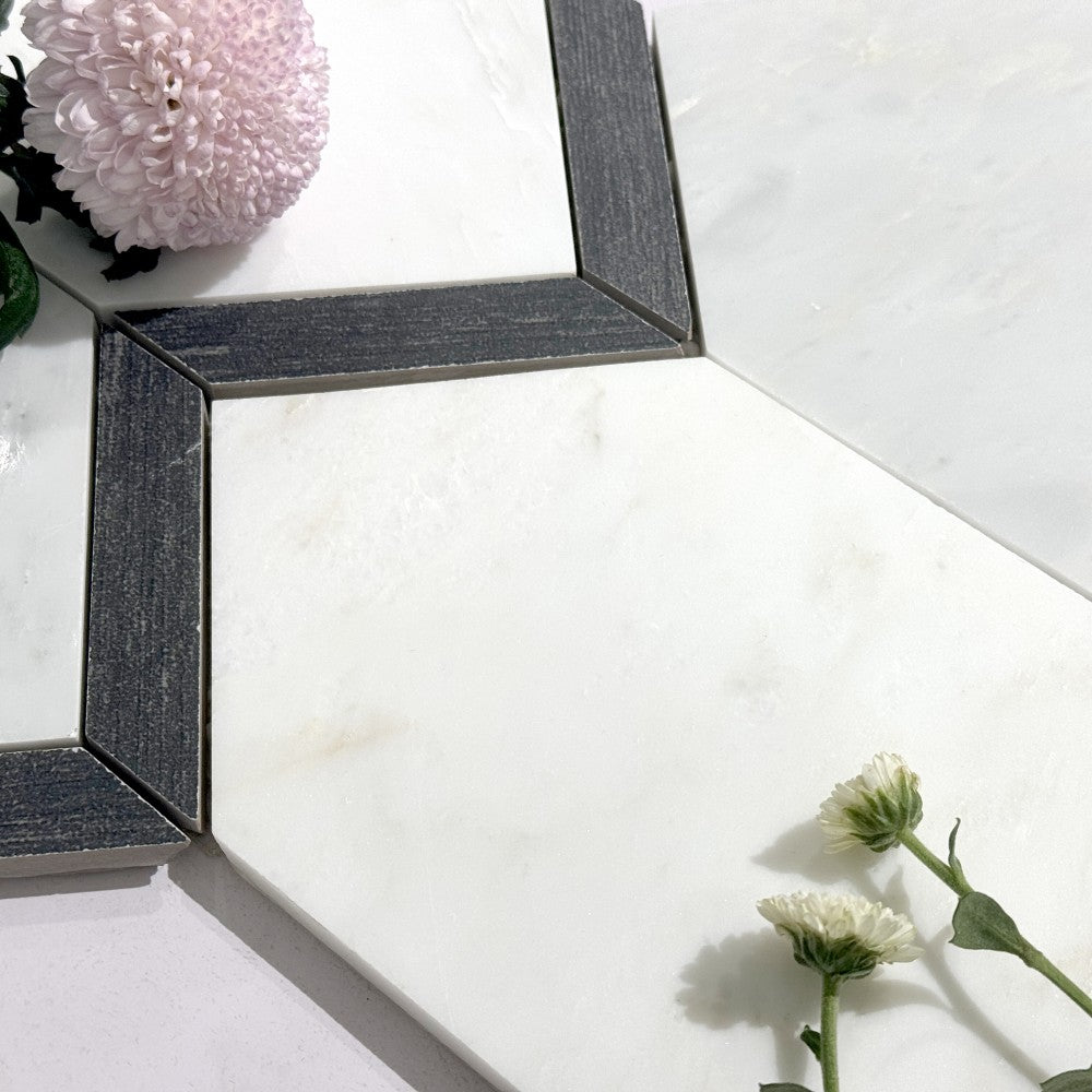 Mosaïque Marbre – Hexagone décoratif, salle de bain & cuisine