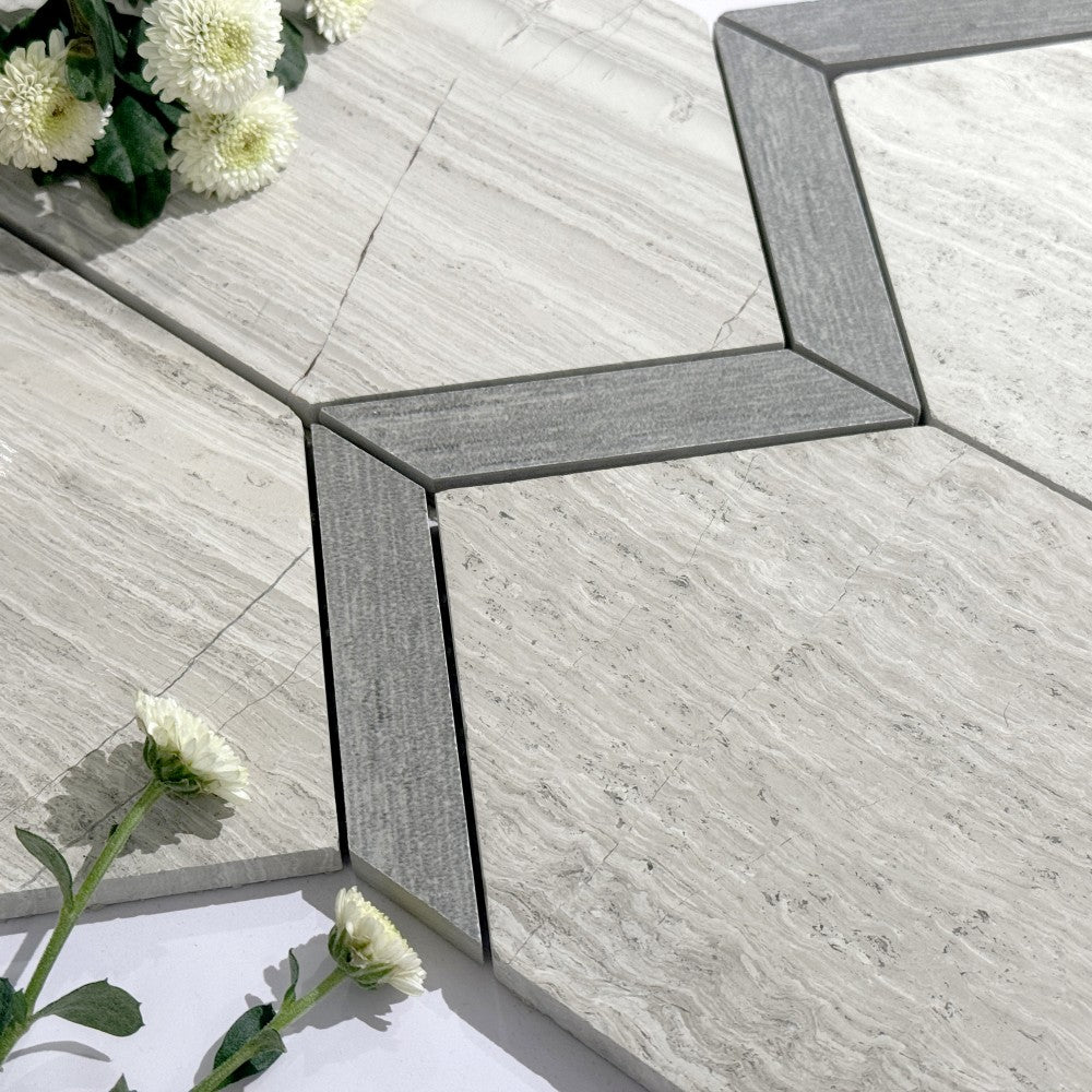 Mosaïque Grège – Hexagone texturé, salle de bain & cuisine