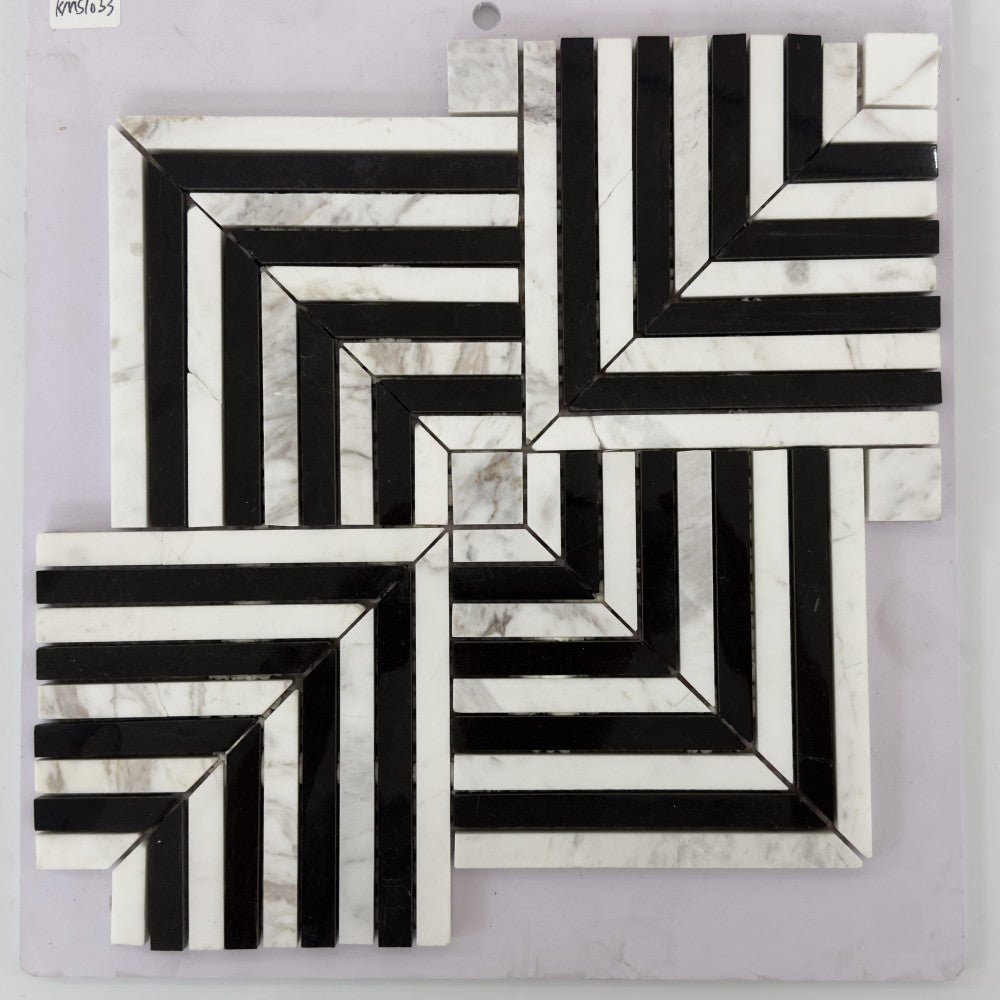 Mosaïque Marbre – Design graphique noir et blanc, mur ou sol