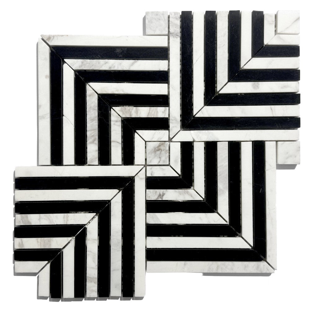 Mosaïque Marbre – Design graphique noir et blanc, mur ou sol