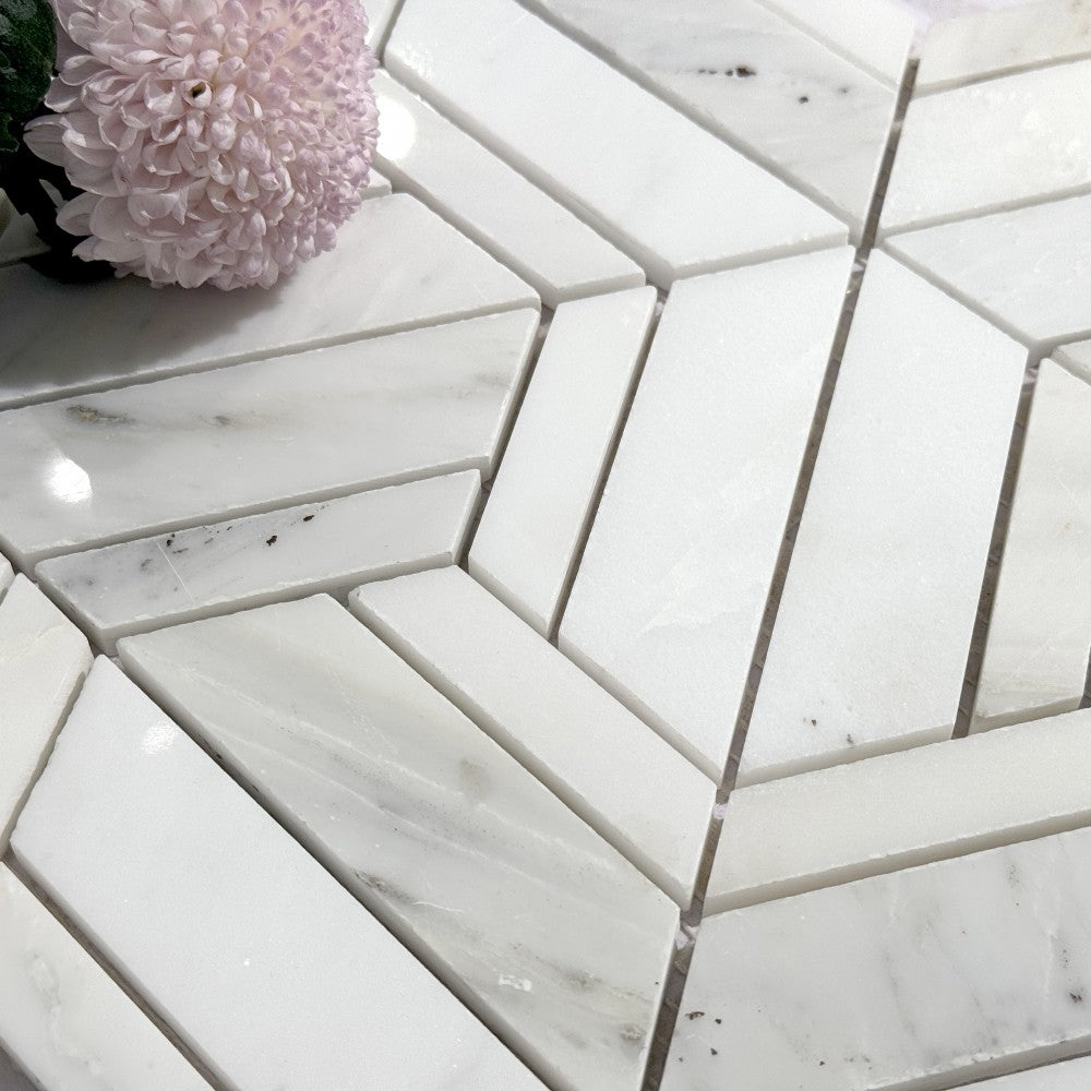 Mosaïque Marbre – Étoile géométrique, salle de bain & cuisine