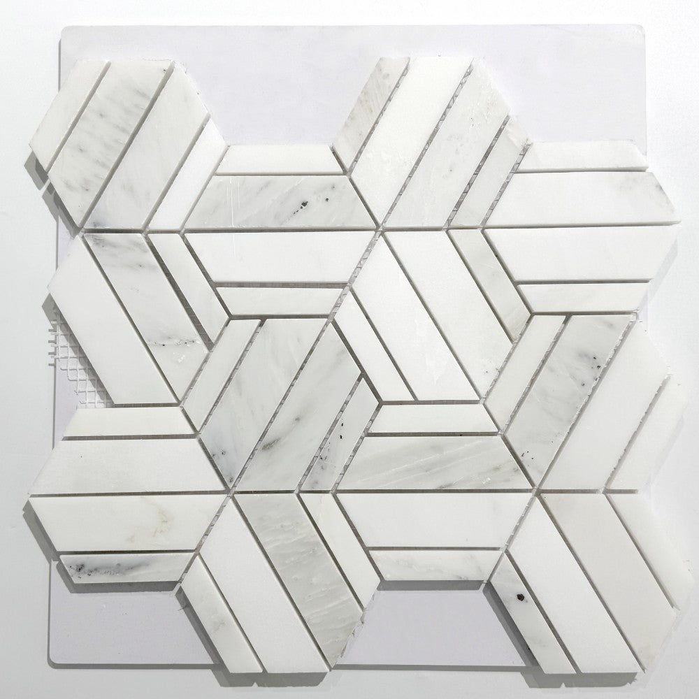 Mosaïque Marbre – Étoile géométrique, salle de bain & cuisine